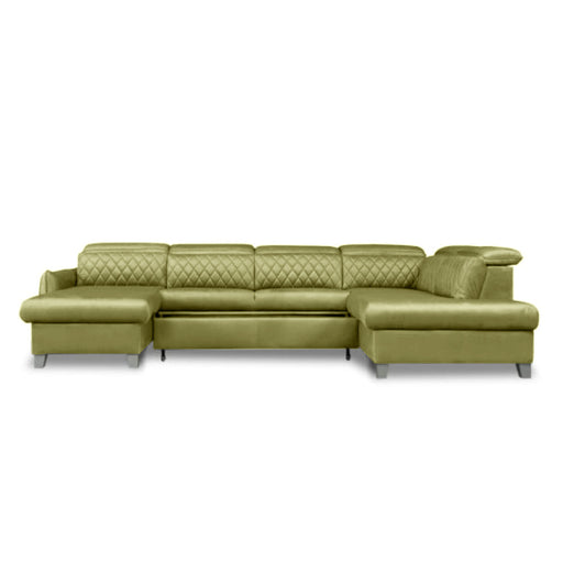 Coltar U Extensibil Tiago, Dreapta, 6 Locuri, Tetiere Reglabile, Verde Olive, 330 Cm