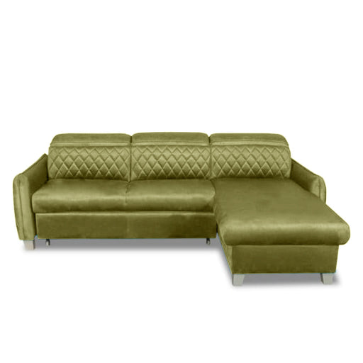 Coltar Extensibil Cu Insula Dreapta Tiago, 5 Locuri, Tetiere Reglabile, Verde Olive, 243 Cm