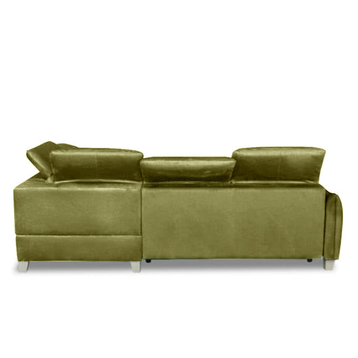 Coltar Extensibil Cu Insula Dreapta Tiago, 5 Locuri, Tetiere Reglabile, Verde Olive, 243 Cm