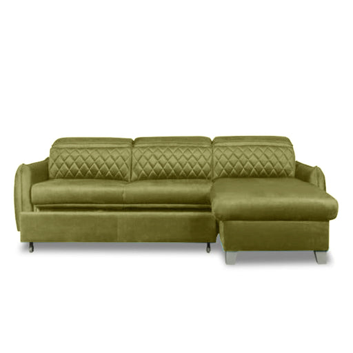 Coltar Extensibil Cu Insula Dreapta Tiago, 5 Locuri, Tetiere Reglabile, Verde Olive, 243 Cm