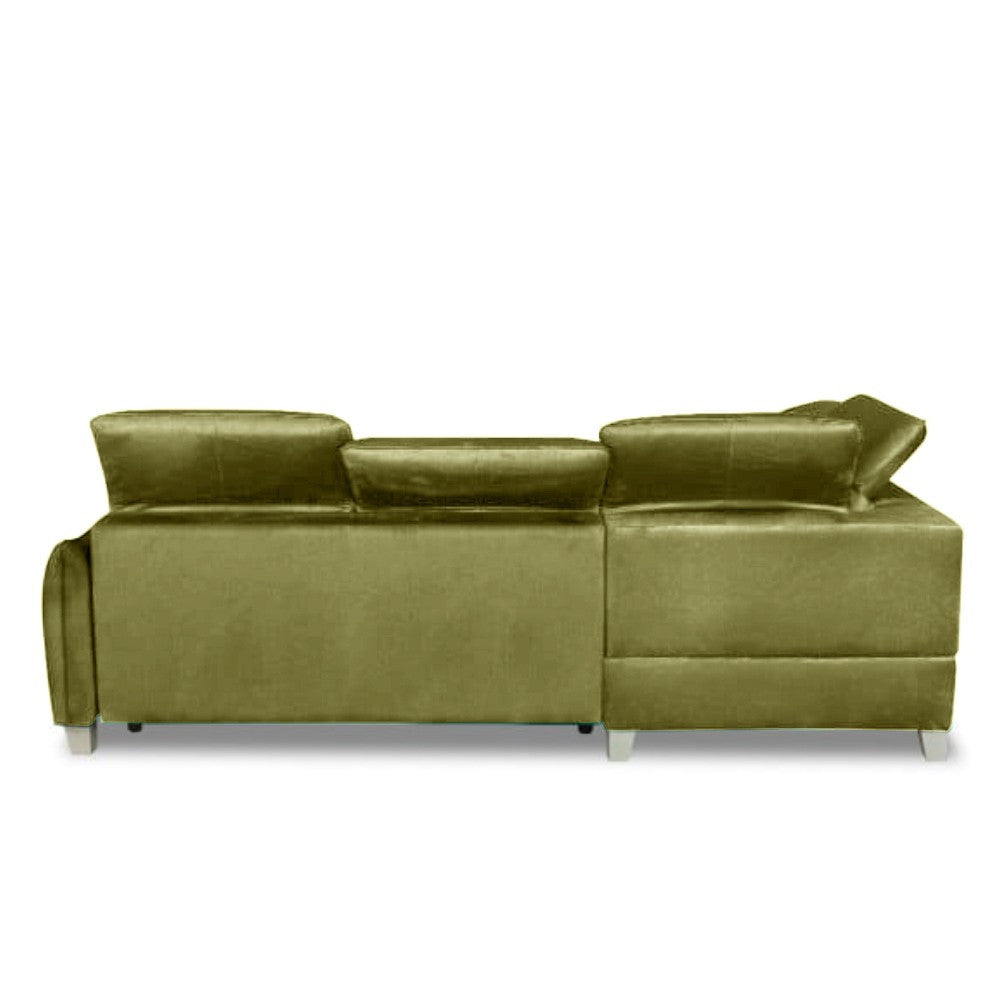 Coltar Extensibil Cu Insula Stanga Tiago, 5 Locuri, Tetiere Reglabile, Verde Olive, 243 Cm
