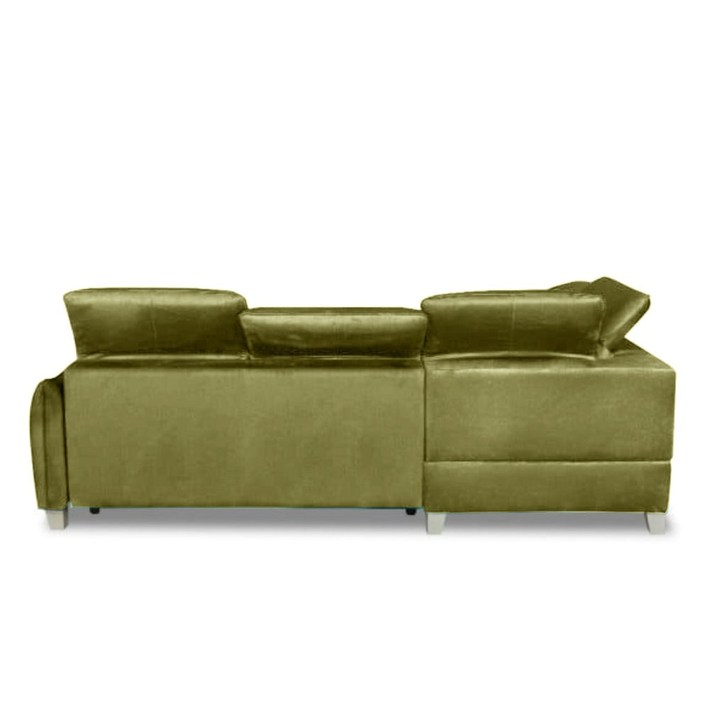Coltar Extensibil Cu Insula Stanga Tiago, 5 Locuri, Tetiere Reglabile, Verde Olive, 243 Cm