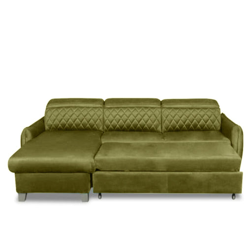 Coltar Extensibil Cu Insula Stanga Tiago, 5 Locuri, Tetiere Reglabile, Verde Olive, 243 Cm