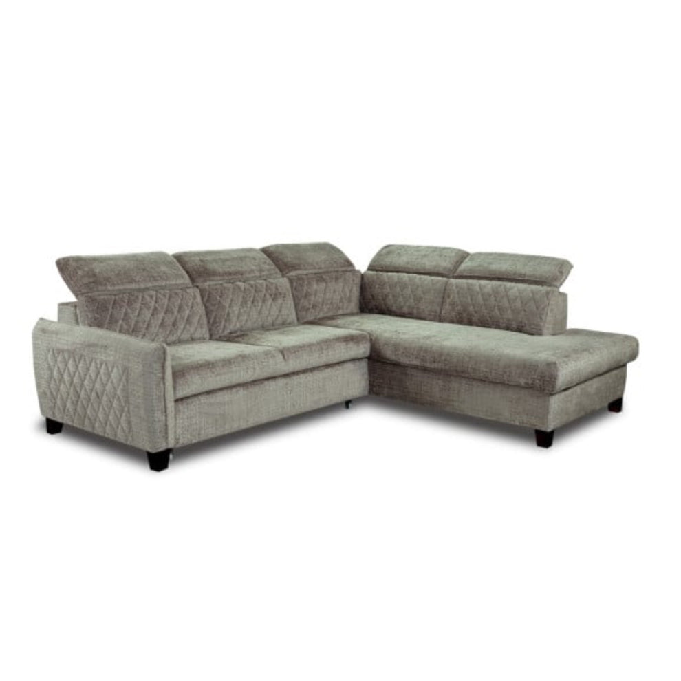 Coltar Extensibil Cu Otoman Dreapta Tiago, 5 Locuri, Tetiere Reglabile, Maro, 255 Cm
