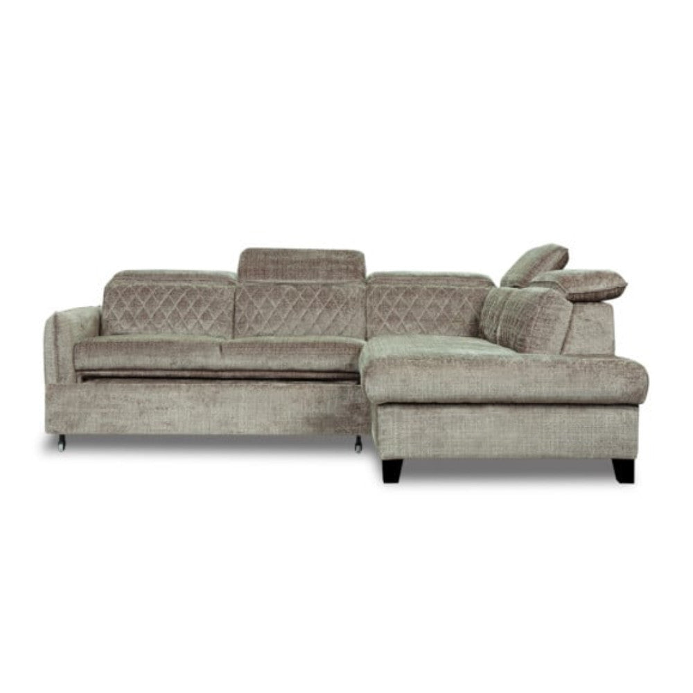 Coltar Extensibil Cu Otoman Dreapta Tiago, 5 Locuri, Tetiere Reglabile, Maro, 255 Cm