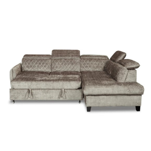 Coltar Extensibil Cu Otoman Dreapta Tiago, 5 Locuri, Tetiere Reglabile, Maro, 255 Cm
