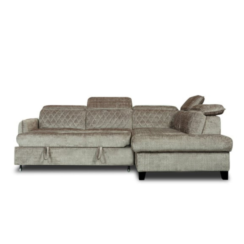 Coltar Extensibil Cu Otoman Dreapta Tiago, 5 Locuri, Tetiere Reglabile, Maro, 255 Cm