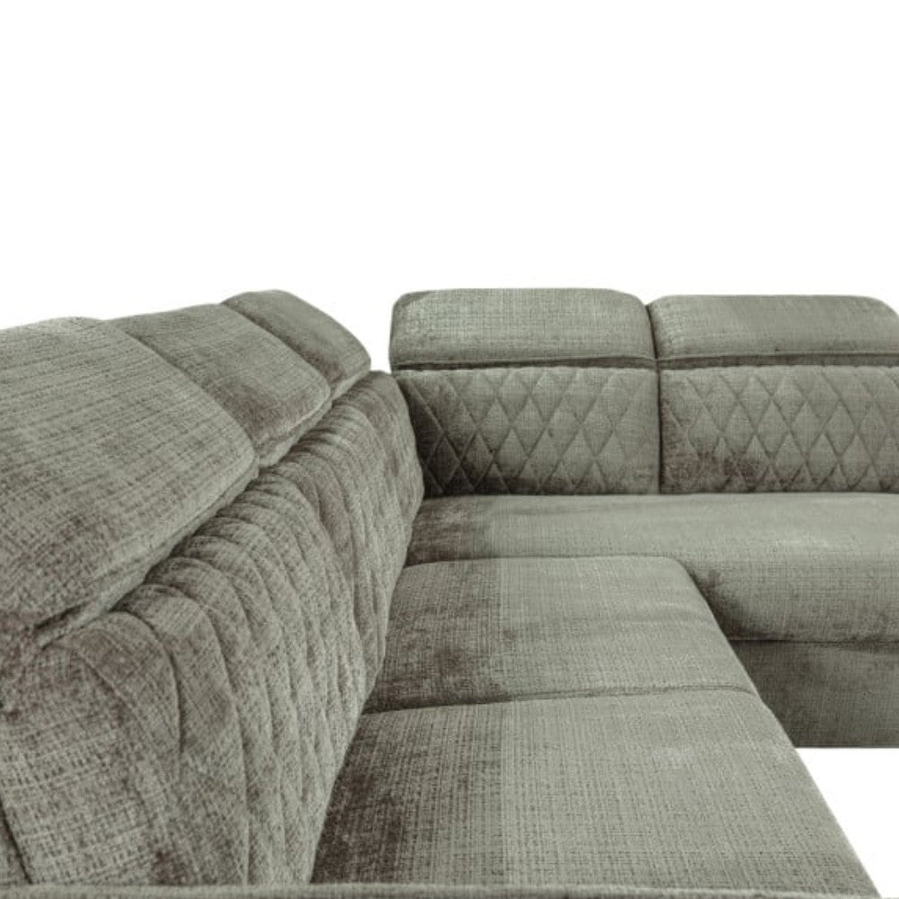 Coltar Extensibil Cu Otoman Dreapta Tiago, 5 Locuri, Tetiere Reglabile, Maro, 255 Cm