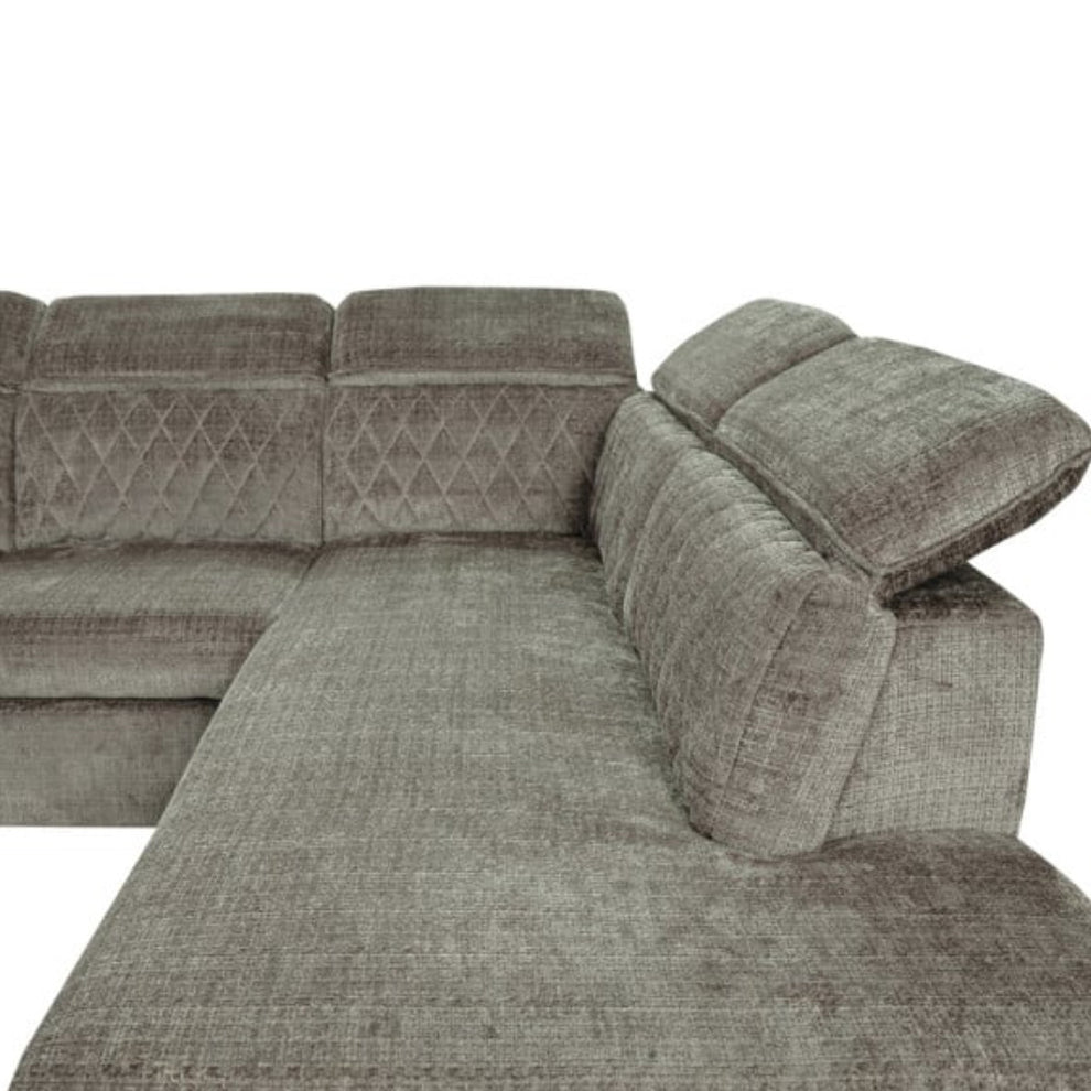 Coltar Extensibil Cu Otoman Dreapta Tiago, 5 Locuri, Tetiere Reglabile, Maro, 255 Cm