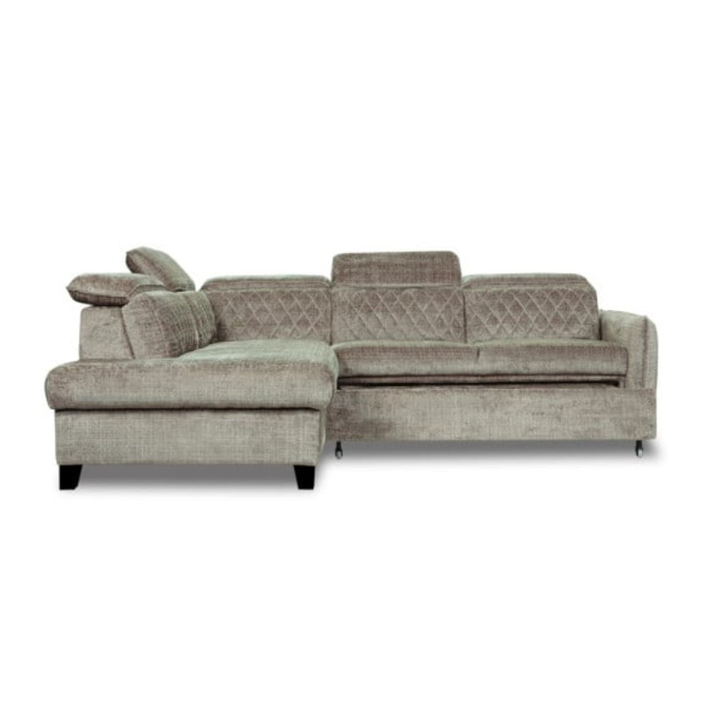 Coltar Extensibil Cu Otoman Stanga Tiago, 5 Locuri, Tetiere Reglabile, Maro, 255 Cm