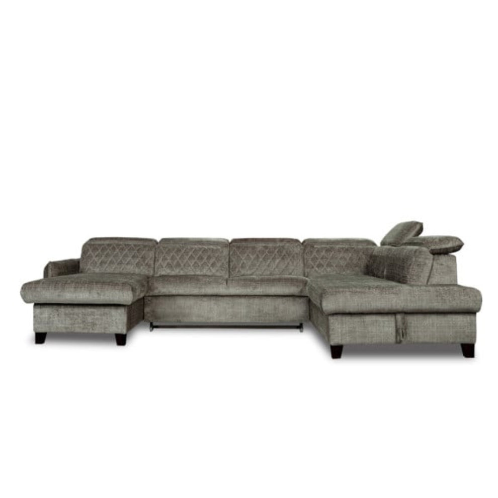 Coltar U Extensibil Tiago, Dreapta, Lada Depozitare, 6 Locuri, Tetiere Reglabile, Colonial  Si Maro, 330 Cm