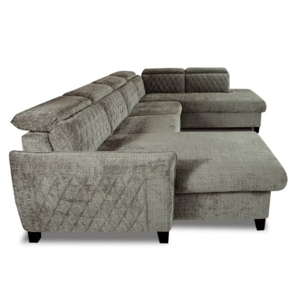 Coltar U Extensibil Tiago, Dreapta, Lada Depozitare, 6 Locuri, Tetiere Reglabile, Colonial  Si Maro, 330 Cm