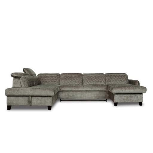 Coltar U Extensibil Tiago, Stanga, Lada Depozitare 6 Locuri, Tetiere Reglabile, Colonial, Maro, 330 Cm