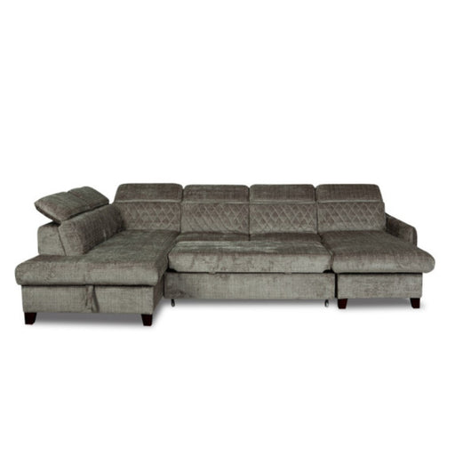 Coltar U Extensibil Tiago, Stanga, Lada Depozitare 6 Locuri, Tetiere Reglabile, Colonial, Maro, 330 Cm