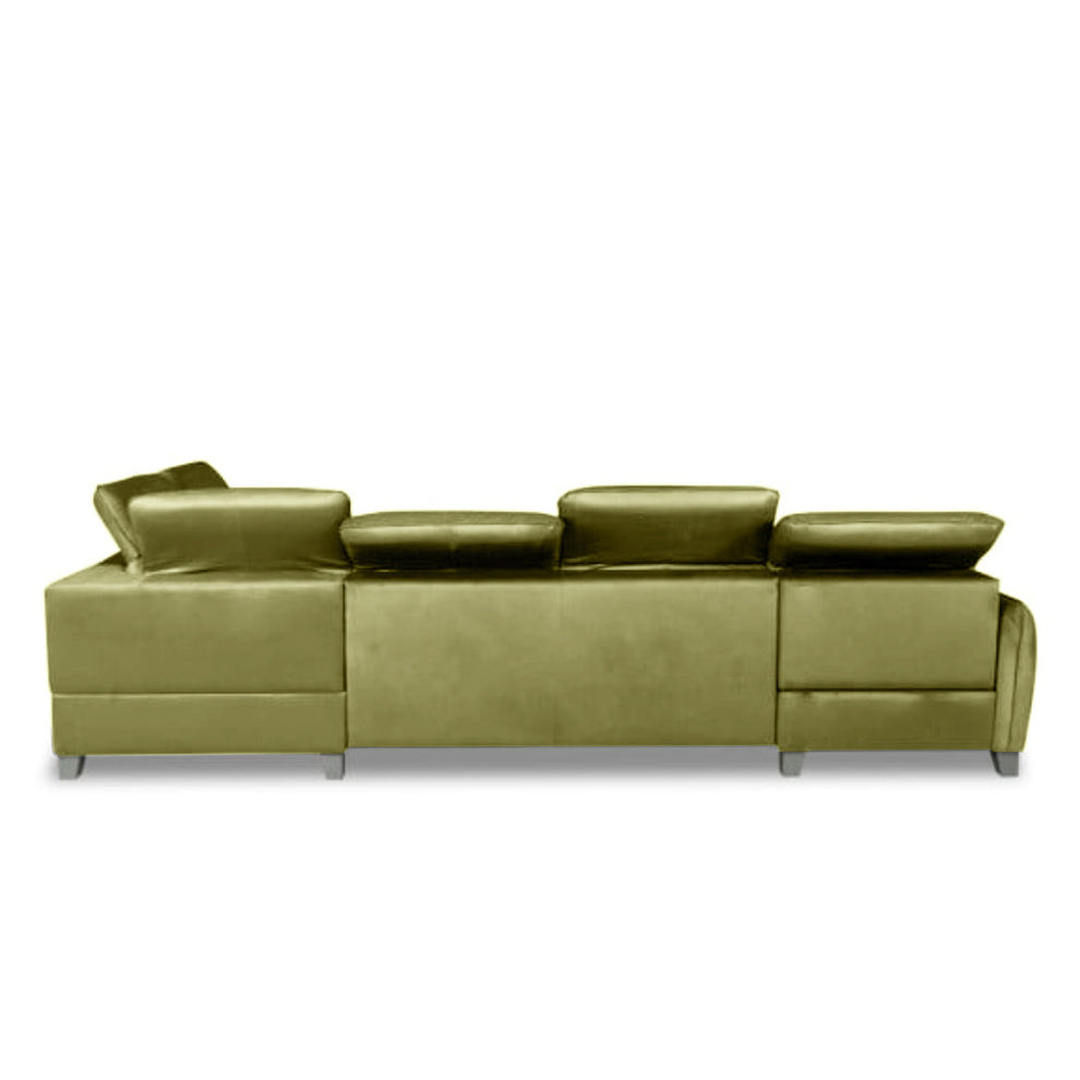 Coltar U Extensibil Tiago, Cu Lada, Dreapta, 6 Locuri, Tetiere Reglabile, Verde Olive, 330 Cm