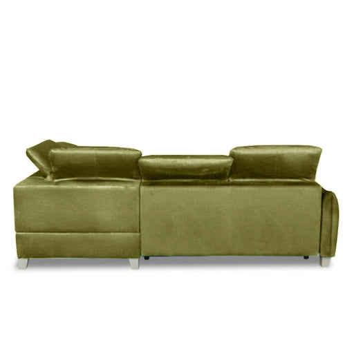 Coltar Extensibil Cu Insula Dreapta Cu Lada Tiago, 5 Locuri, Tetiere Reglabile, Verde Olive, 243 Cm