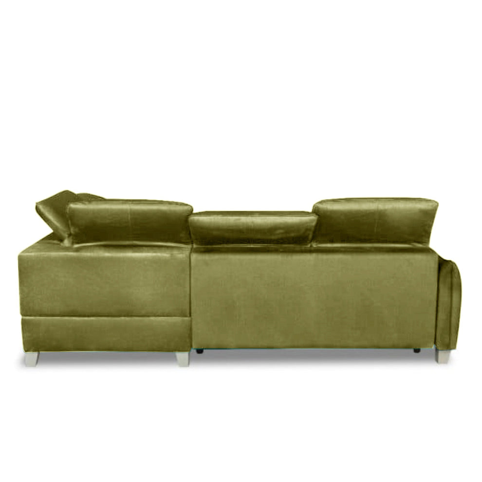 Coltar Extensibil Cu Insula Dreapta Cu Lada Tiago, 5 Locuri, Tetiere Reglabile, Verde Olive, 243 Cm