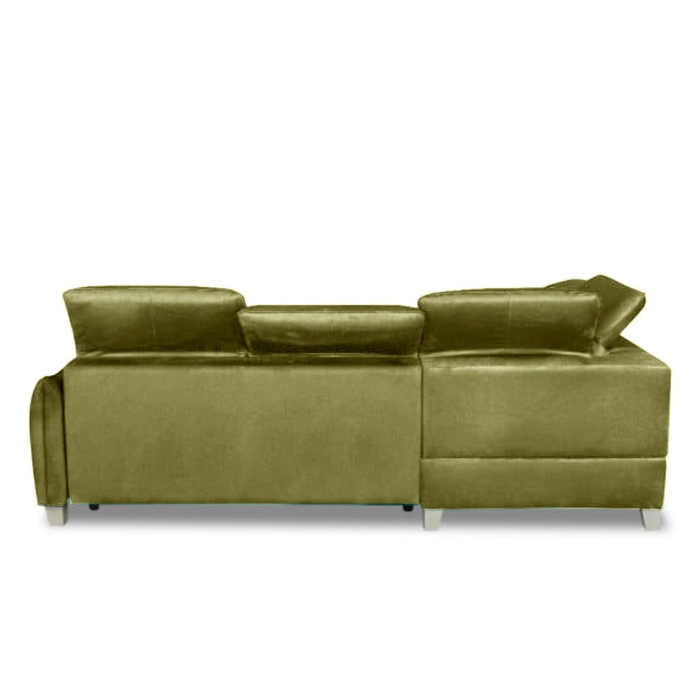 Coltar Extensibil Cu Insula Stanga Cu Lada Tiago, 5 Locuri, Tetiere Reglabile, Verde Olive, 243 Cm