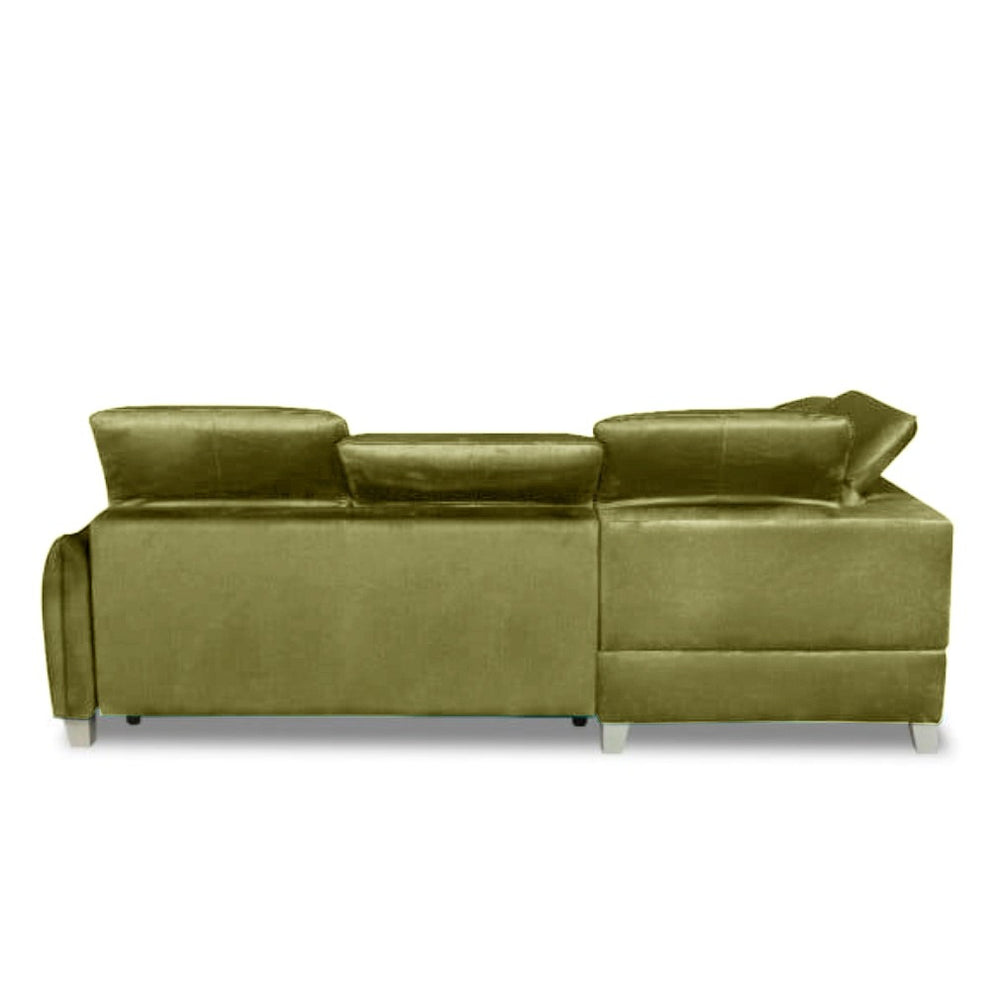 Coltar Extensibil Cu Insula Stanga Cu Lada Tiago, 5 Locuri, Tetiere Reglabile, Verde Olive, 243 Cm
