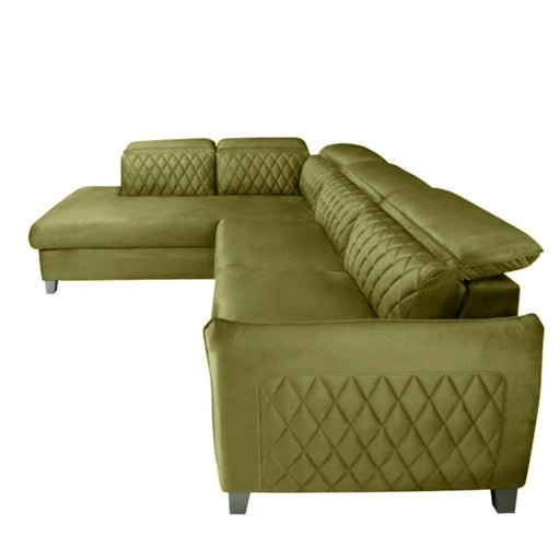 Coltar Extensibil Cu Otoman Stanga Cu Lada Tiago, 5 Locuri, Tetiere Reglabile, Colonial Si Verde Olive, 255 Cm
