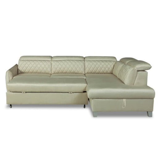 Coltar Extensibil Cu Otoman Dreapta Cu Lada Tiago, 5 Locuri, Tetiere Reglabile, Crem, 255 Cm