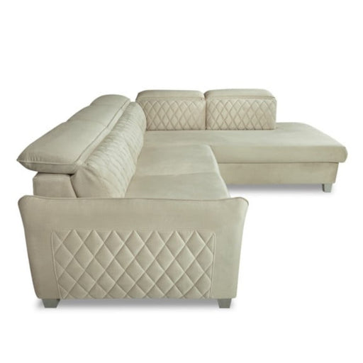 Coltar Extensibil Cu Otoman Dreapta Cu Lada Tiago, 5 Locuri, Tetiere Reglabile, Crem, 255 Cm
