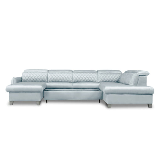 Coltar U Extensibil Tiago, Dreapta, 6 Locuri, Tetiere Reglabile, Gri, 330 Cm