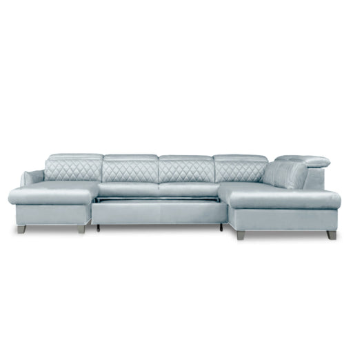 Coltar U Extensibil Tiago, Dreapta, 6 Locuri, Tetiere Reglabile, Gri, 330 Cm