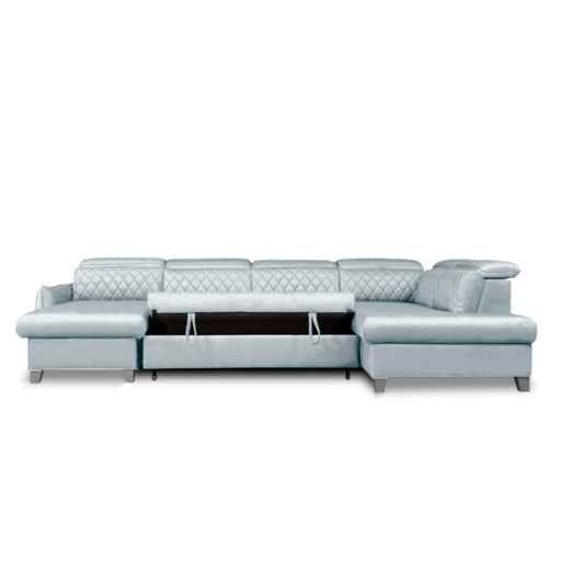 Coltar U Extensibil Tiago, Dreapta, 6 Locuri, Tetiere Reglabile, Gri, 330 Cm