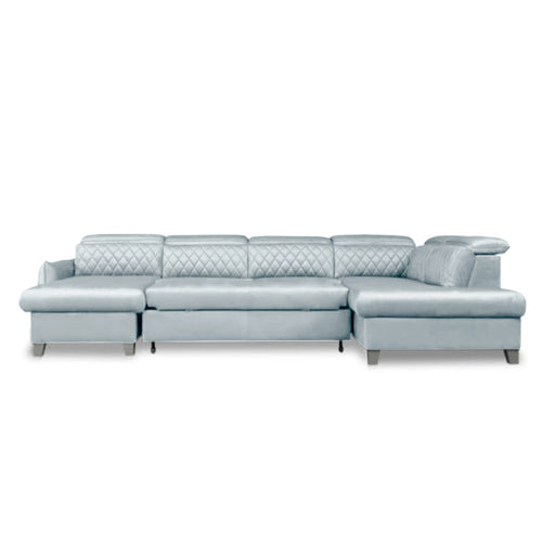 Coltar U Extensibil Tiago, Dreapta, 6 Locuri, Tetiere Reglabile, Gri, 330 Cm