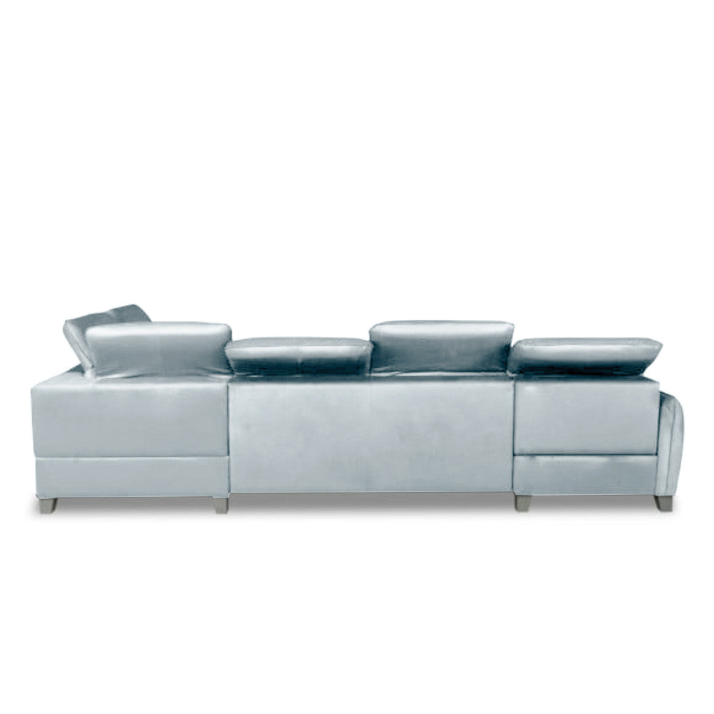 Coltar U Extensibil Tiago, Dreapta, 6 Locuri, Tetiere Reglabile, Gri, 330 Cm