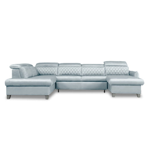 Coltar U Extensibil Tiago, Stanga, 6 Locuri, Tetiere Reglabile, Gri, 330 Cm