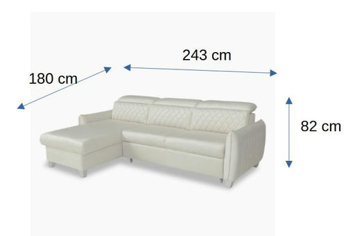 Coltar Extensibil Cu Insula Stanga Cu Lada Tiago, 5 Locuri, Tetiere Reglabile, Albastru, 243 Cm