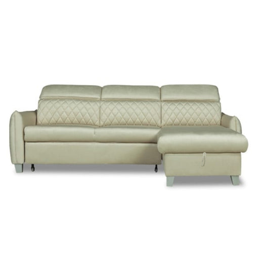 Coltar Extensibil Cu Insula Dreapta Cu Lada Tiago, 5 Locuri, Tetiere Reglabile, Crem, 243 Cm