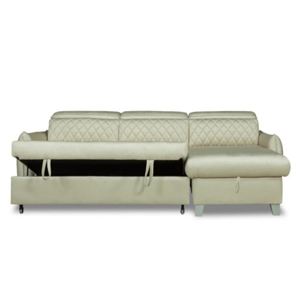 Coltar Extensibil Cu Insula Dreapta Cu Lada Tiago, 5 Locuri, Tetiere Reglabile, Crem, 243 Cm