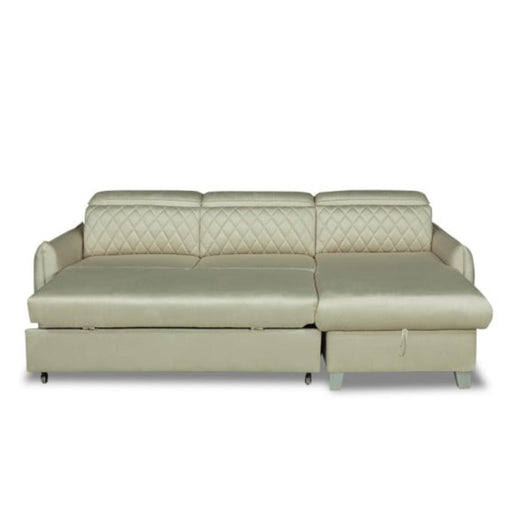 Coltar Extensibil Cu Insula Dreapta Cu Lada Tiago, 5 Locuri, Tetiere Reglabile, Crem, 243 Cm