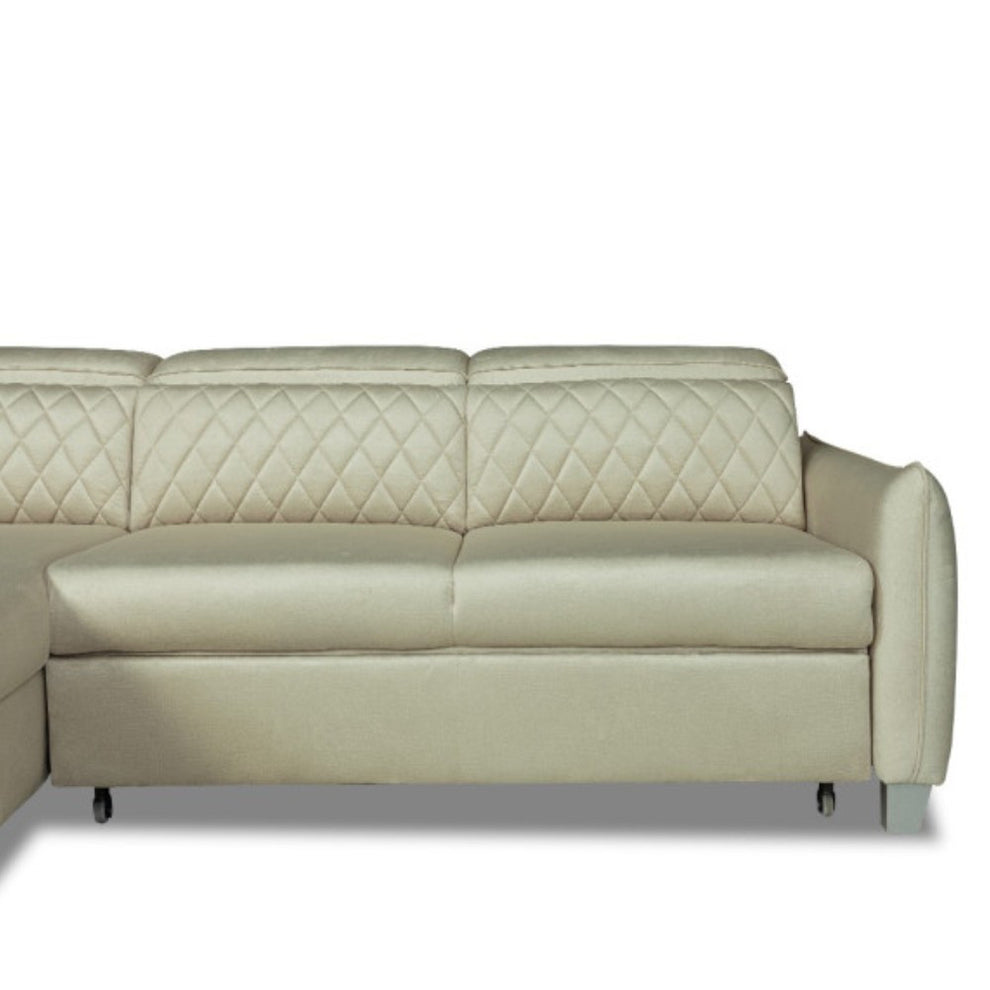 Coltar Extensibil Cu Insula Stanga Cu Lada Tiago, 5 Locuri, Tetiere Reglabile, Crem, 243 Cm