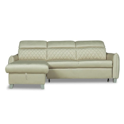 Coltar Extensibil Cu Insula Stanga Cu Lada Tiago, 5 Locuri, Tetiere Reglabile, Crem, 243 Cm