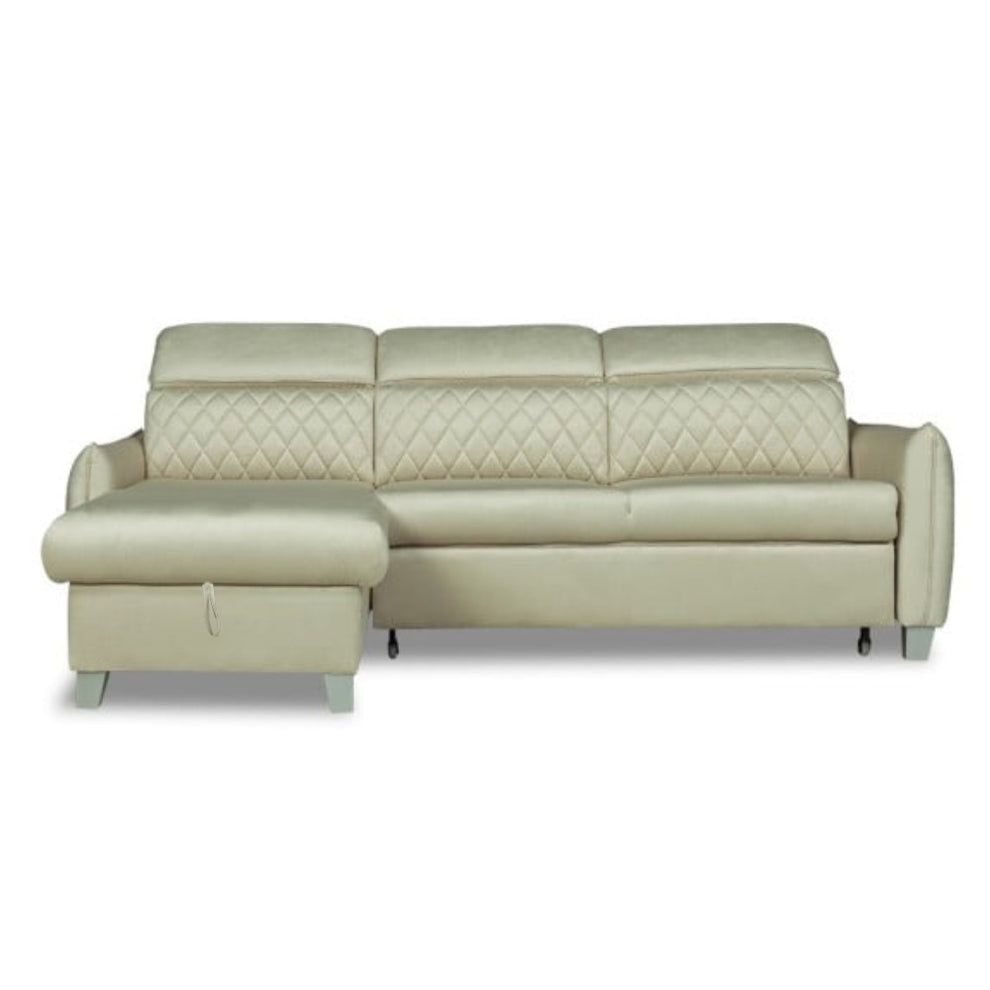 Coltar Extensibil Cu Insula Stanga Cu Lada Tiago, 5 Locuri, Tetiere Reglabile, Crem, 243 Cm