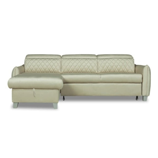 Coltar Extensibil Cu Insula Stanga Cu Lada Tiago, 5 Locuri, Tetiere Reglabile, Crem, 243 Cm
