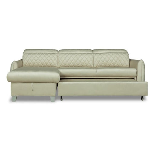 Coltar Extensibil Cu Insula Stanga Cu Lada Tiago, 5 Locuri, Tetiere Reglabile, Crem, 243 Cm