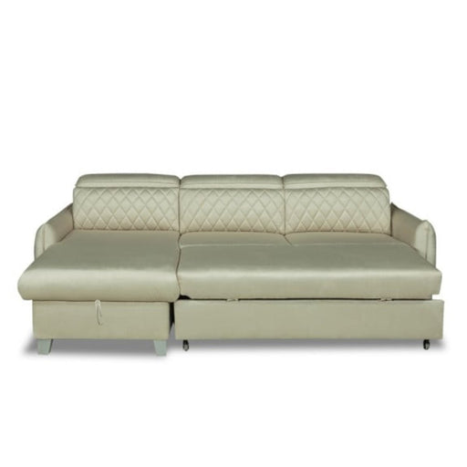 Coltar Extensibil Cu Insula Stanga Cu Lada Tiago, 5 Locuri, Tetiere Reglabile, Crem, 243 Cm