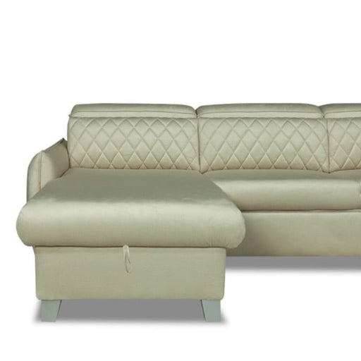 Coltar Extensibil Cu Insula Stanga Cu Lada Tiago, 5 Locuri, Tetiere Reglabile, Crem, 243 Cm