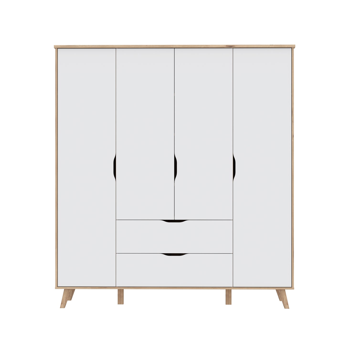 Dulap 4 Usi Vankka, Stejar pardosit si Alb, 184.1 Cm