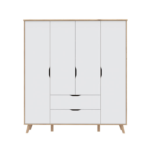 Dulap 4 Usi Vankka, Stejar pardosit si Alb, 184.1 Cm