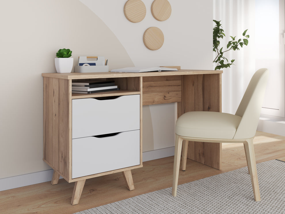 Birou Vankka, Stejar pardosit Si Alb, 119.7 Cm