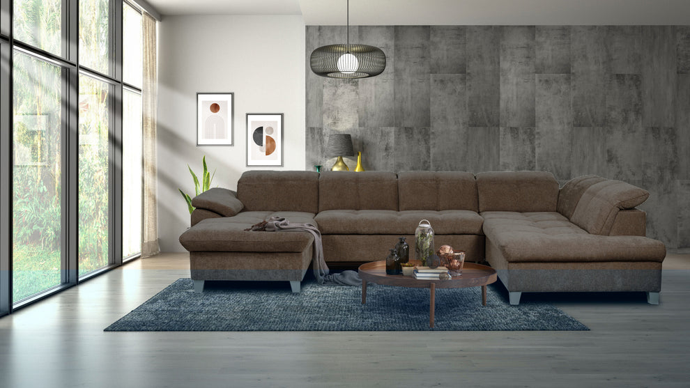 Coltar U Extensibil Sevilia Lux 6 Locuri, Tetiere Reglabile, 355 Cm