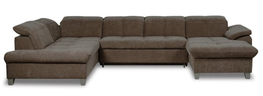Coltar U Extensibil Sevilia Lux 6 Locuri, Tetiere Reglabile, 355 Cm #variant:maro-mocca #variant:stanga #variant:fara-lada