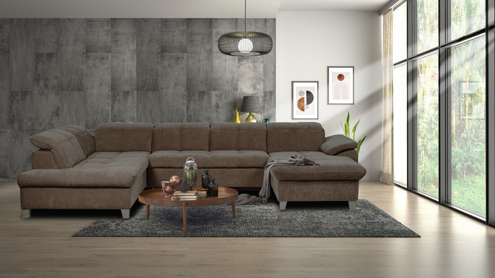 Coltar U Extensibil Sevilia Lux 6 Locuri, Tetiere Reglabile, 355 Cm