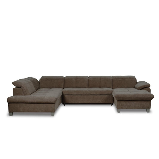Coltar U Extensibil Sevilia Lux 6 Locuri, Tetiere Reglabile, 355 Cm #variant:maro-mocca #variant:stanga #variant:fara-lada